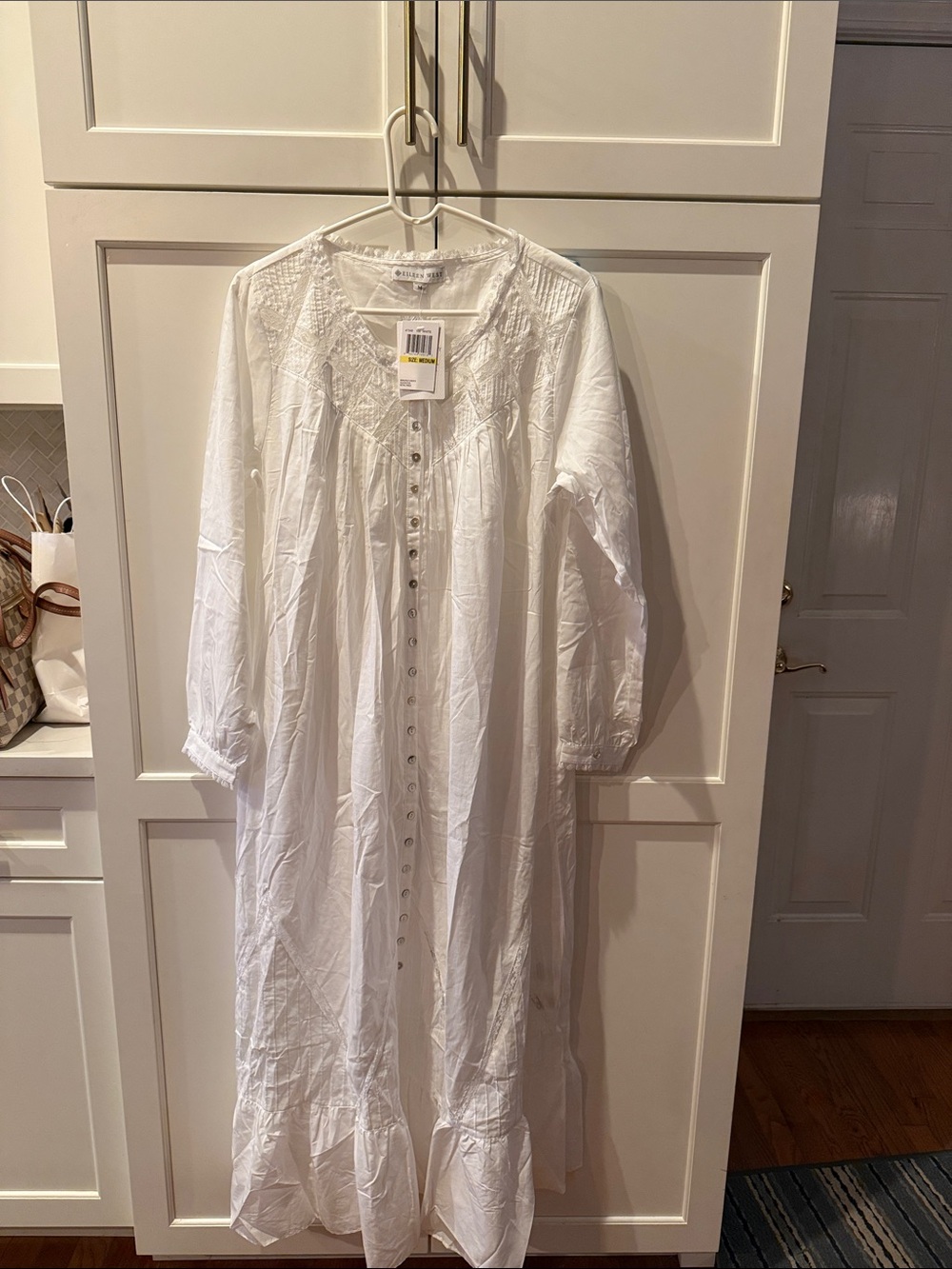 Eileen West White Cotton Lace-Trim Nightdress/Robe